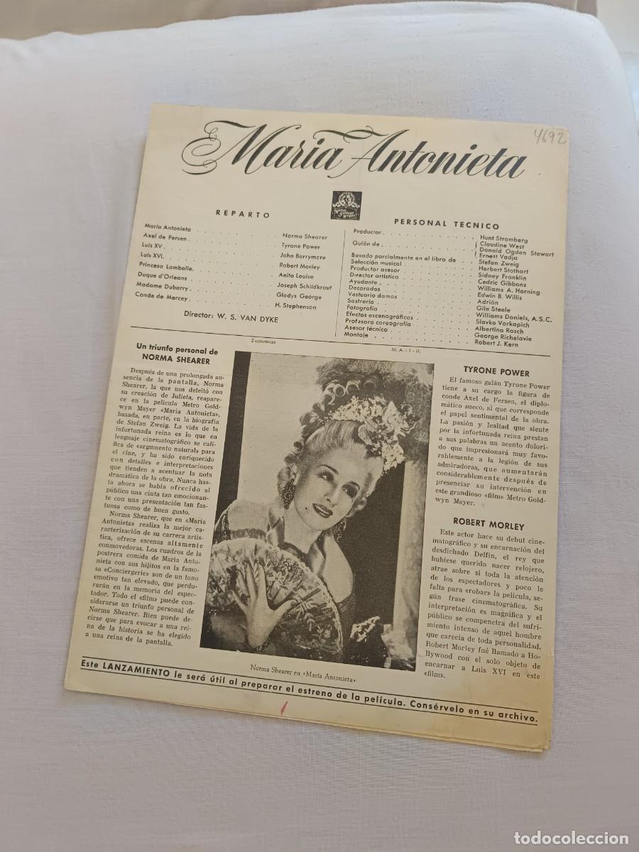 Cine: GUIA CINE DOBLE MARIA ANTONIETA TYRONE POWER