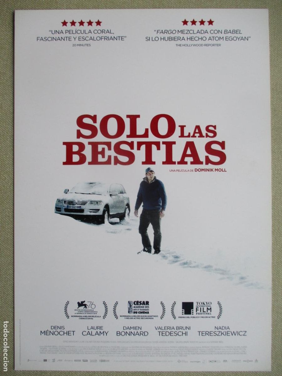 Cine: SOLO LAS BESTIAS. GUIA ORIGINAL ESTRENO. PEDIDO MINIMO EN GUIAS 10 EUROS.