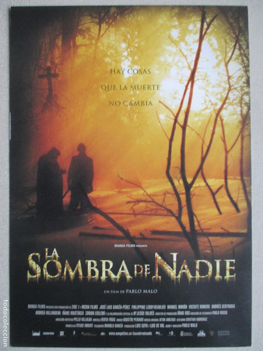 Cine: LA SOMBRA DE NADIE. GUIA ORIGINAL ESTRENO. PEDIDO MINIMO EN GUIAS 10 EUROS.