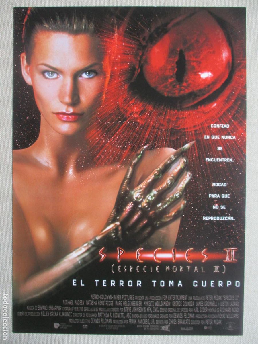 Cine: SPECIES II. (ESPECIE MORTAL II). GUIA ORIGINAL ESTRENO. PEDIDO MINIMO EN GUIAS 10 EUROS.