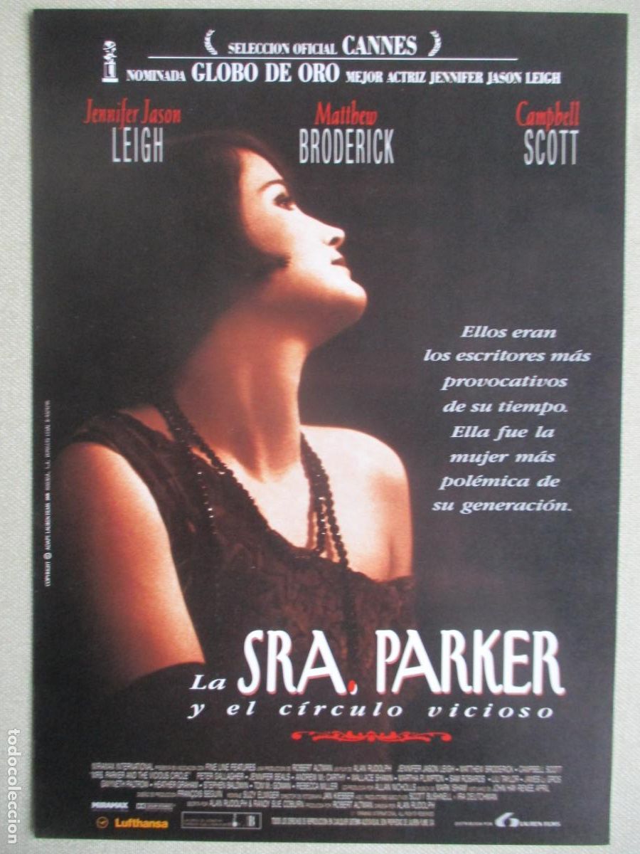 Cine: LA SRA. PARKER Y EL CIRCULO VICIOSO. GUIA ORIGINAL ESTRENO. PEDIDO MINIMO EN GUIAS 10 EUROS.