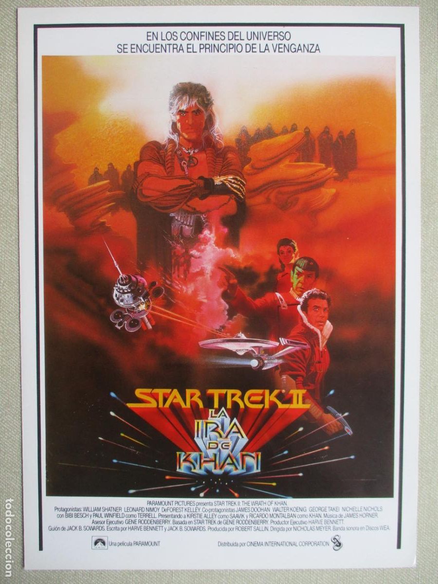 Cine: STAR TREK II. LA IRA DE KHAN. GUIA ORIGINAL ESTRENO. PEDIDO MINIMO EN GUIAS 10 EUROS.