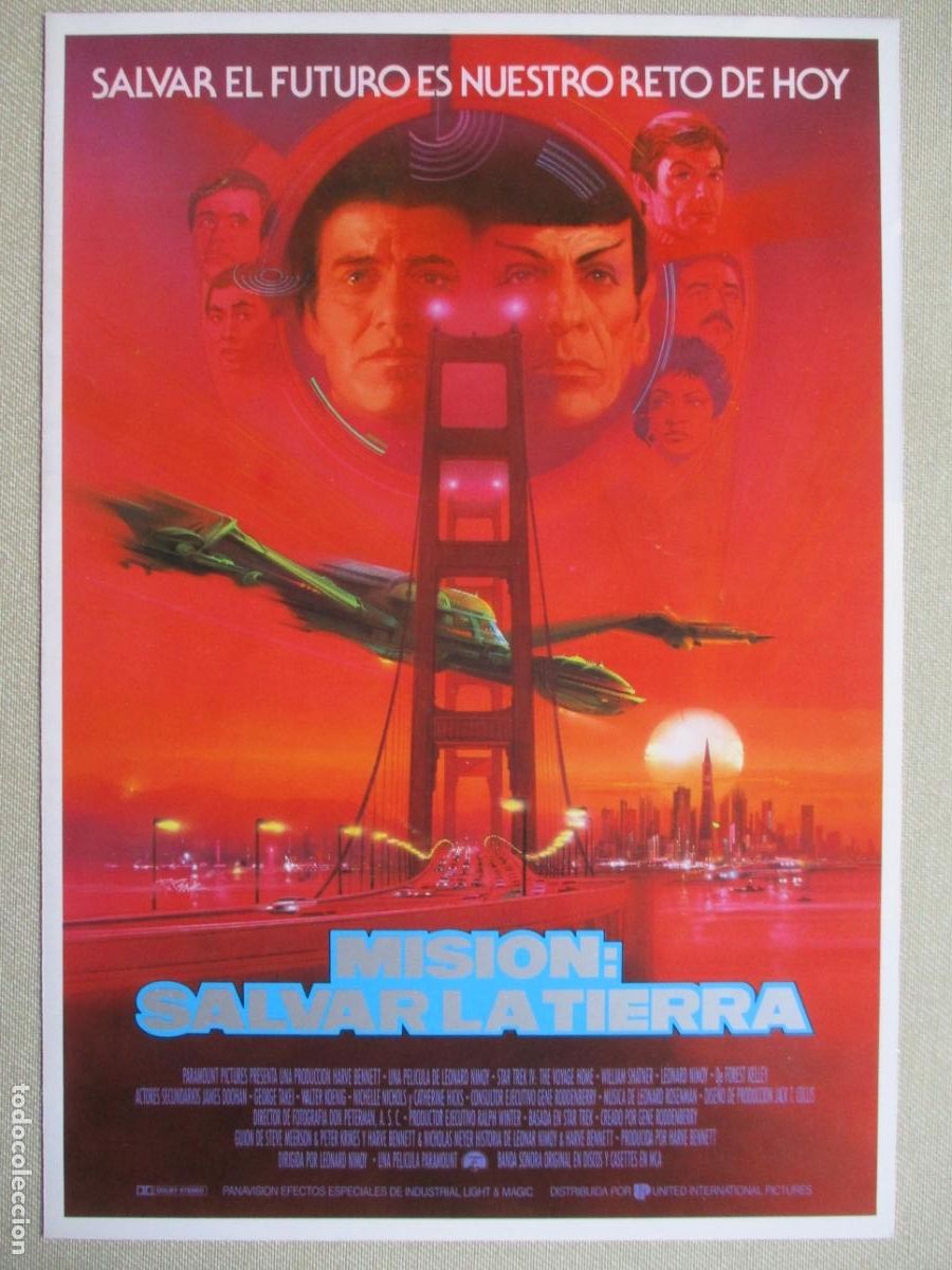 Cine: STAR TREK MISION SALVAR LA TIERRA. GUIA ORIGINAL ESTRENO. PEDIDO MINIMO EN GUIAS 10 EUROS.
