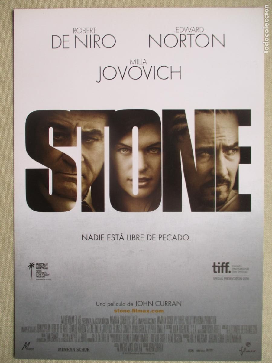 Cine: STONE. GUIA ORIGINAL ESTRENO. PEDIDO MINIMO EN GUIAS 10 EUROS.