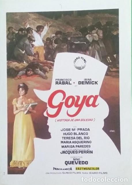 Cine: Goya historia de una soledad - Francisco Rabal - Marisa Paredes - guia publicitaria original estreno