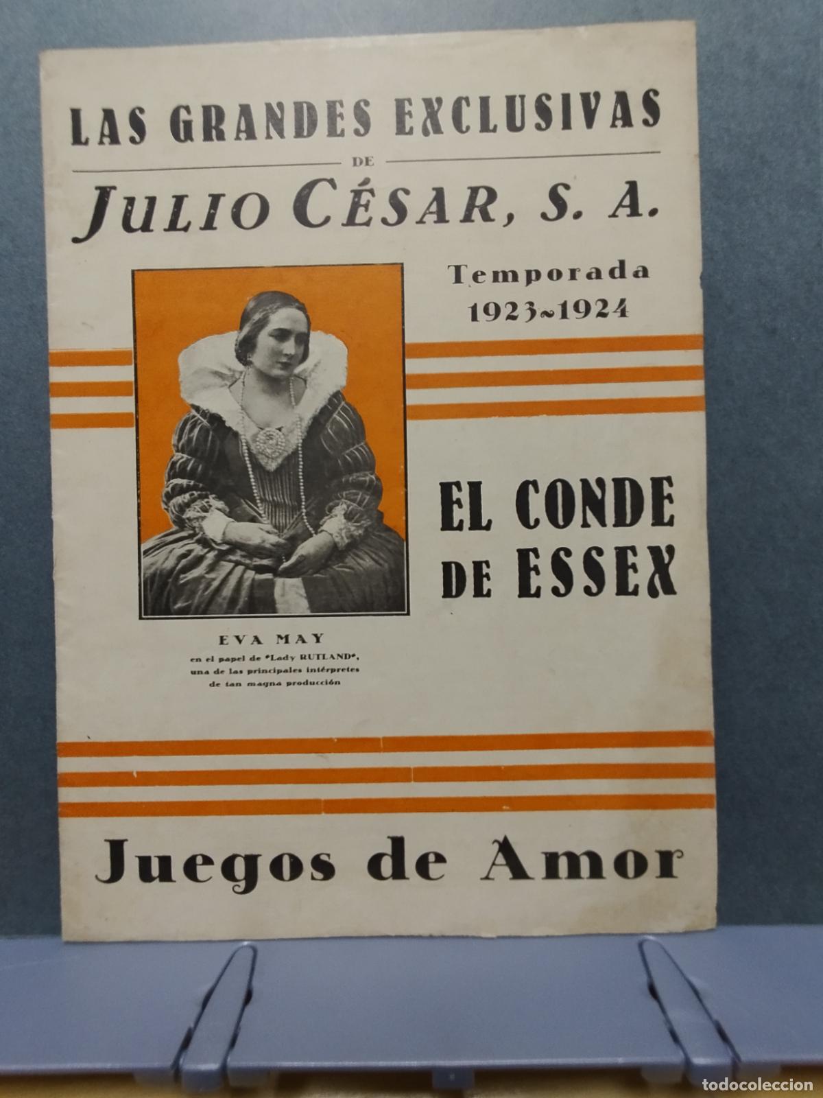 Cinema: BZB CINE. GUIA PUBLICITARIA DE EL CONDE DE ESSEX. TEMPORADA 1923-24. CON EVA MAY.