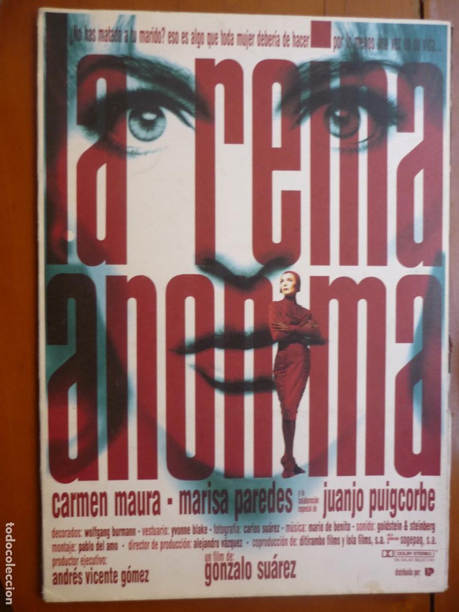 Cine: la reina anonima - guia publicitaria original carpeta lujo - marisa paredes gonzalo suarez
