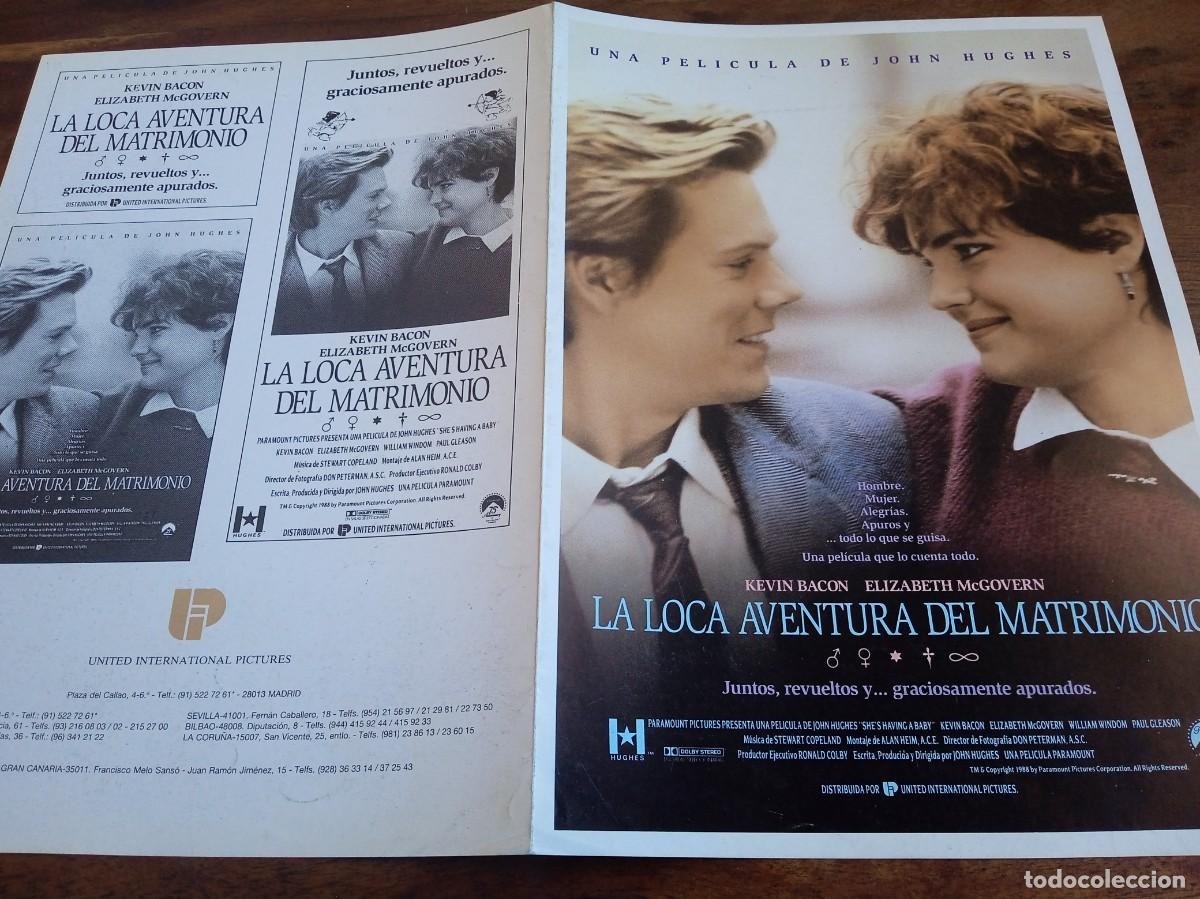 Cine: La loca aventura del matrimonio - Kevin Bacon, Elizabeth McGovern - Guia original U.I.P 1988