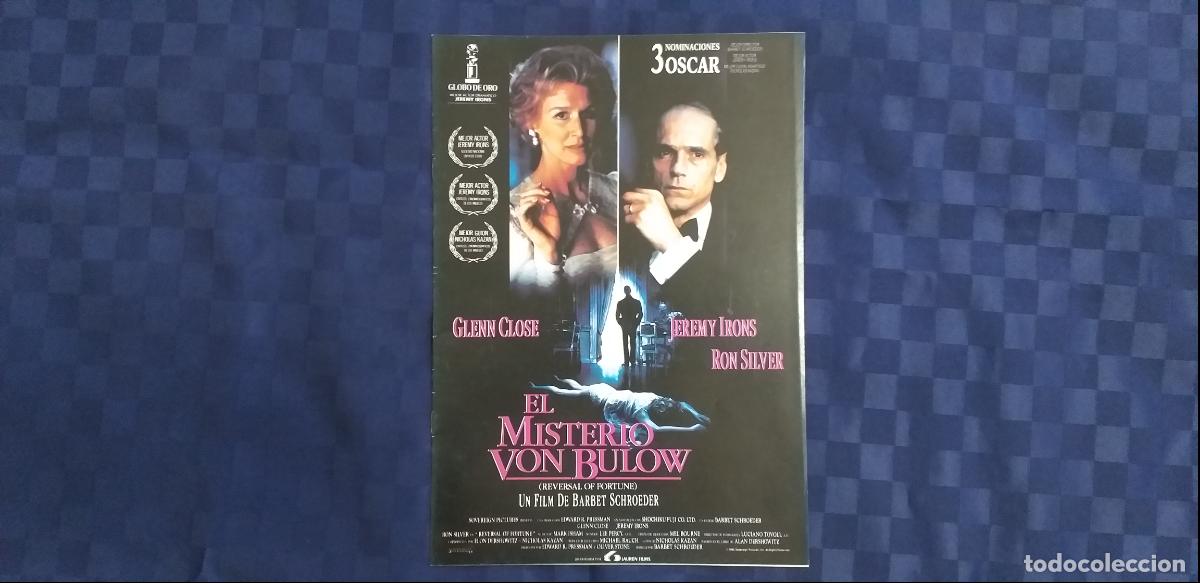 Cinema: Guia. 12 p&aacute;ginas. El misterio Von B&uuml;low - Jeremy Irons, Glenn Close, Ron Silver.