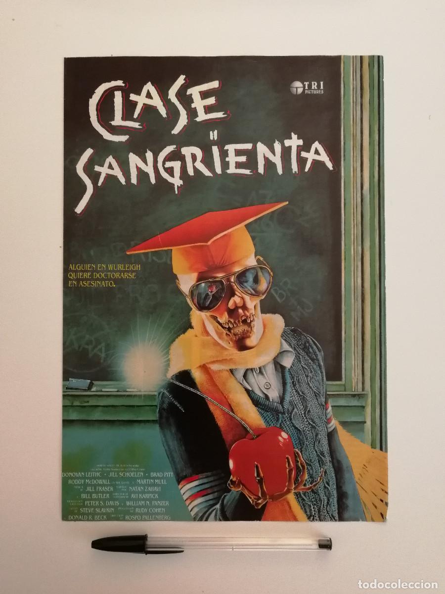 Cine: ANTIGUO ANUNCIO ACARTONADO -A4- CLASE SANGRIENTA - BRAD PITT - LAMINA PUBLICIDAD - TERROR