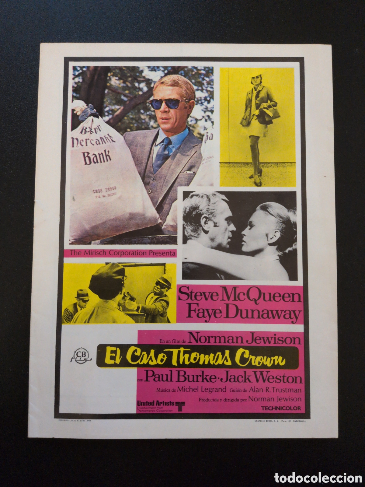 Kino: EL CASO THOMAS CROWN STEVE MCQUEEN FAYE DUNAWAY CB FILMS GUIA CINE ORIGINAL CA92