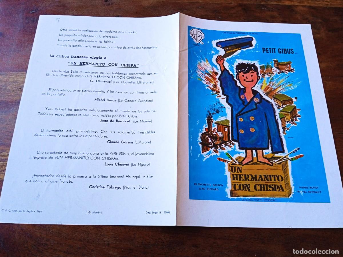 Cine: Un hermanito con chispa - Petit Gibus, Blanchette Brunoy, Ives Robert - Guia original Warner 1964
