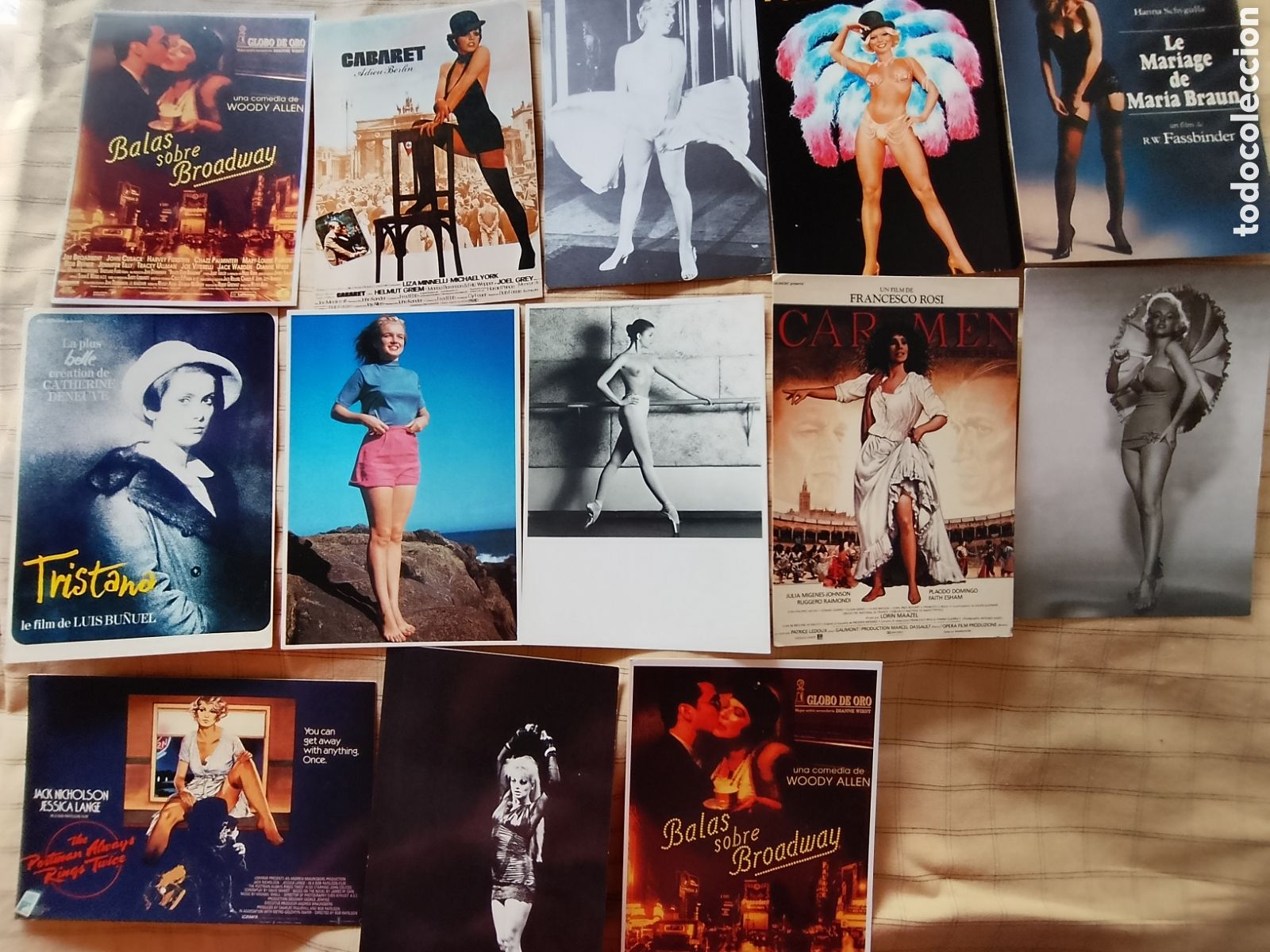 Cine: 13 Postales de gu&iacute;as publicitarias de Pel&iacute;culas ic&oacute;nicas y Marilyn Monroe.