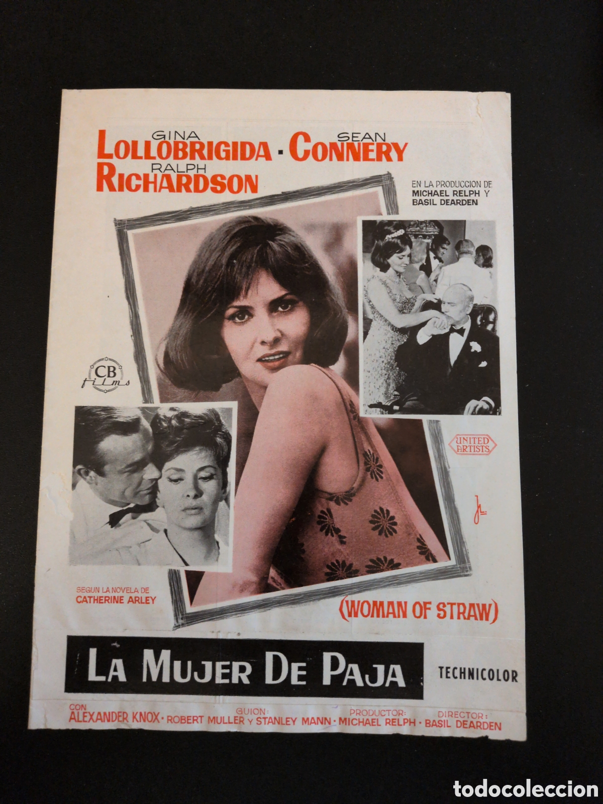 Cine: LA MUJER DE PAJA GINA LOLLOBRIGIDA SEAN CONNERY GUIA DE CINE ORIGINAL GUIA DE CINE ORIGINAL J58 B125