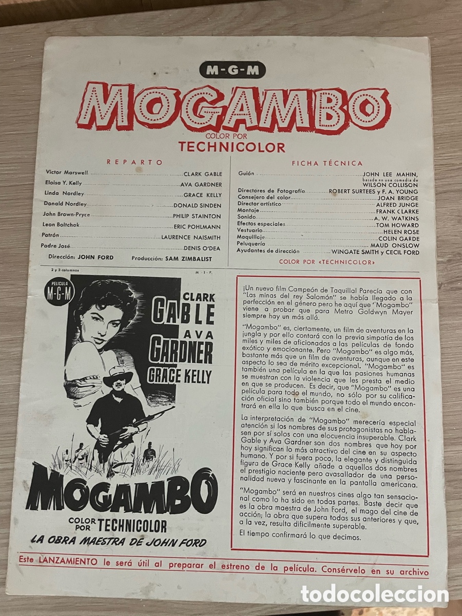 Cine: GU&Iacute;A PUBLICITARIA. MOGAMBO