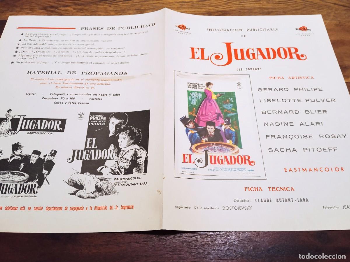 Cine: El Jugador - Gerard Philipe, Liselotte Pulver, Bernard Blier - Guia original Rosa Films 1966