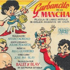 Cine: GARBANCITO DE LA MANCHA (1945 / 1º LARGOMETRAJE ESPAÑOL DE ANIMACIÓN). Lote 346162678