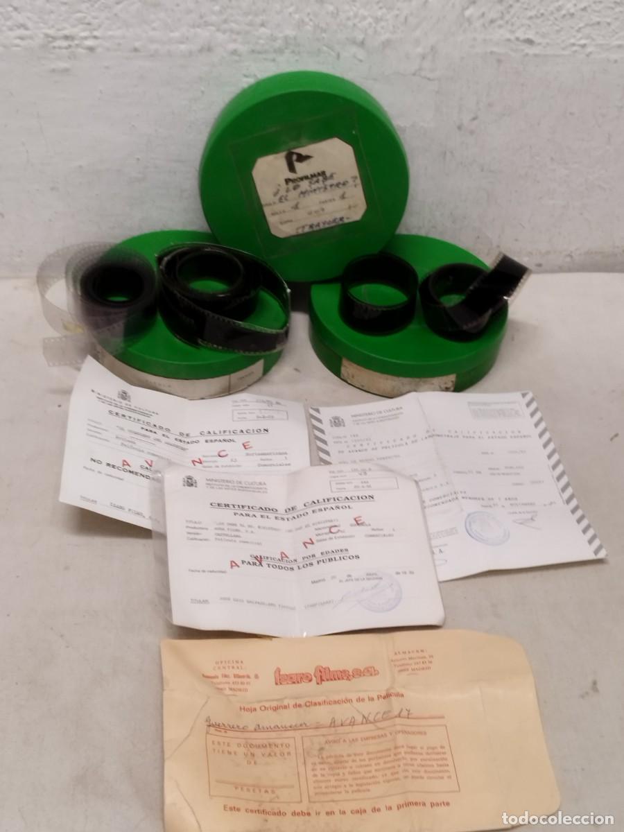 Cine: Lote de 3 cajas de trailer de pel&iacute;culas 35mm. Warner espa&ntilde;ola, Izarofilm, 3 certificados de califica