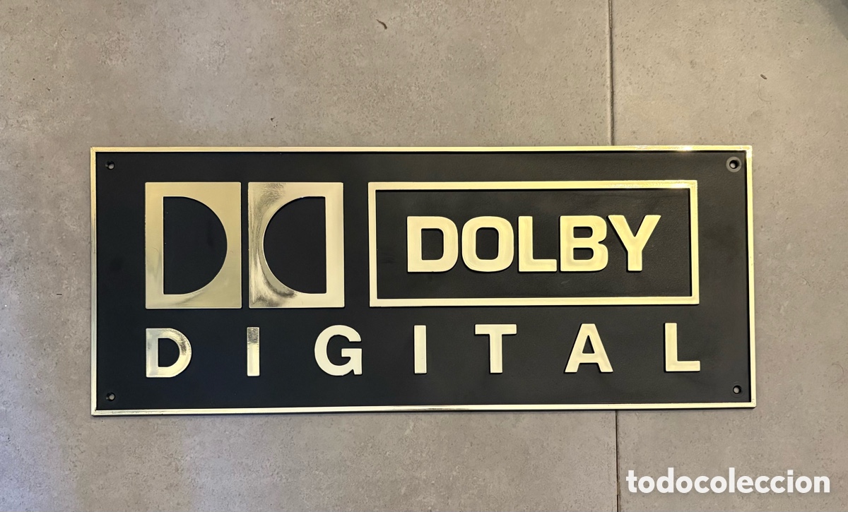 Cine: Cartel letrero placa se&ntilde;al pl&aacute;stico Dolby Digital para sala con proyector de pel&iacute;cula cine de 35mm