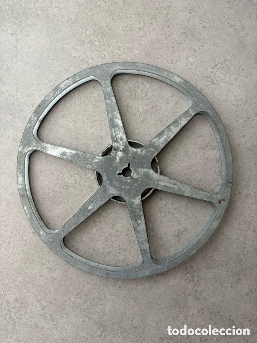 Cine: Bobina pel&iacute;cula cine de 8mm de metal de 120 metros de capacidad 17,8 cm de di&aacute;metro TOWER USA