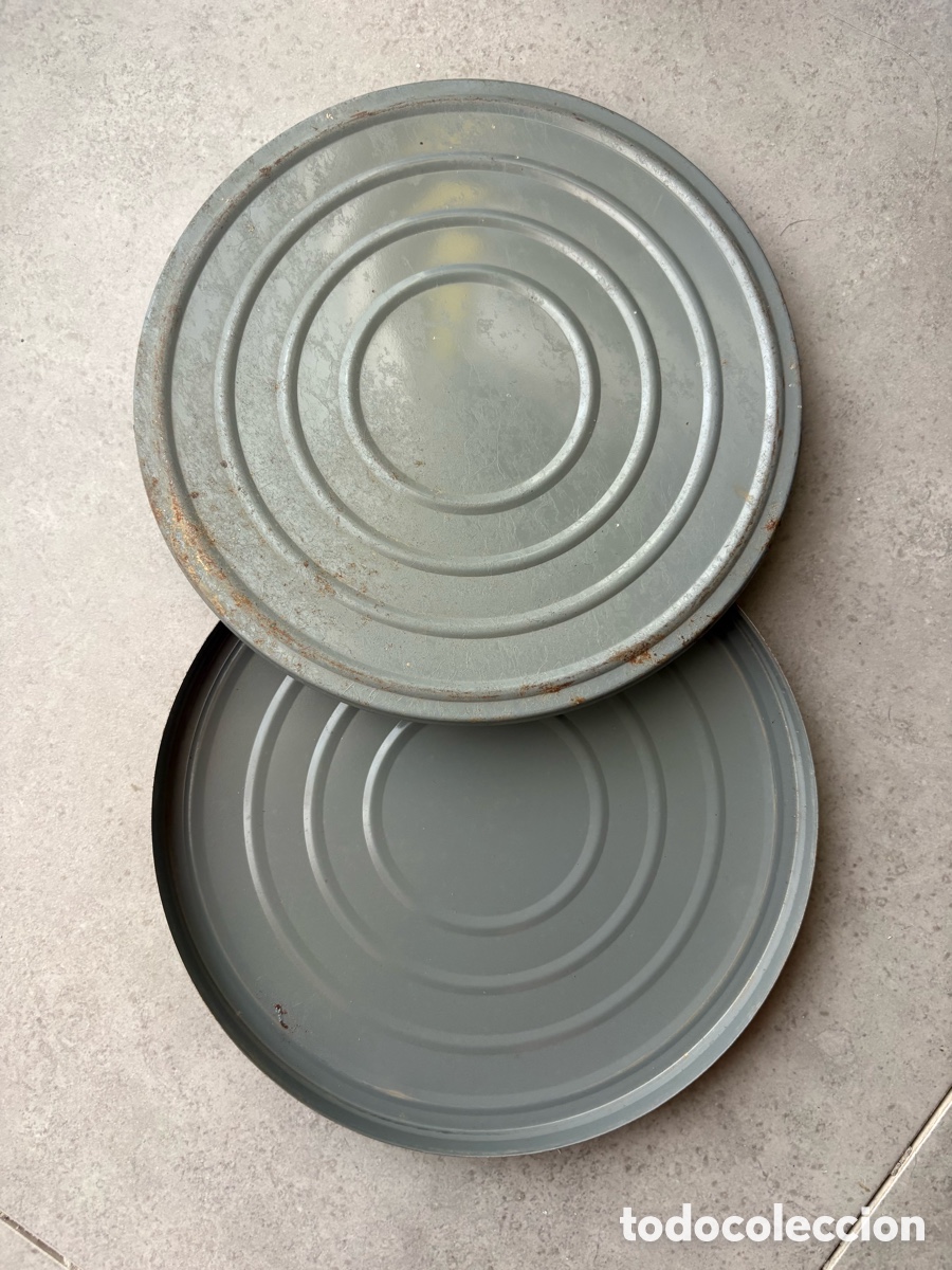 Cine: Caja lata envase para rollo de pel&iacute;cula de 8mm de metal con capacidad para 120 metros