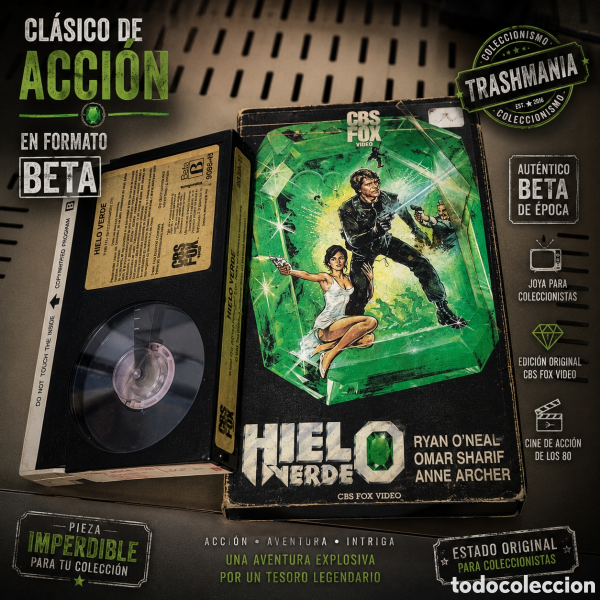 Cine: BETA HIELO VERDE CBS FOX VIDEO Ryan O&rsquo;Neal Omar Sharif Acci&oacute;n Aventuras Edici&oacute;n Original Retro