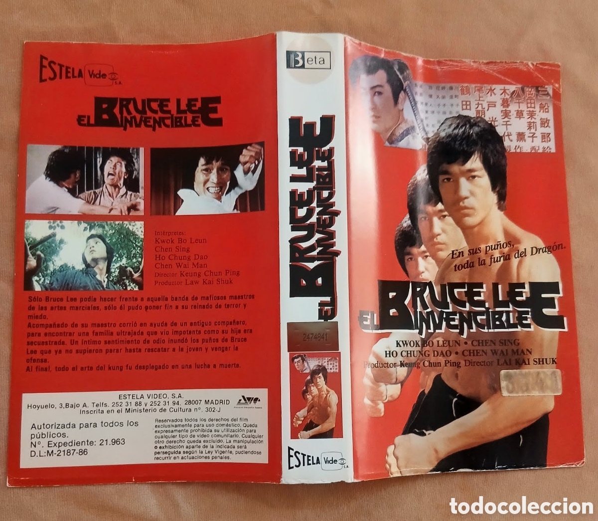 Cine: Car&aacute;tula Original Beta (a&ntilde;os 80) &bull; Bruce Lee El Invencible &bull; Artes Marciales