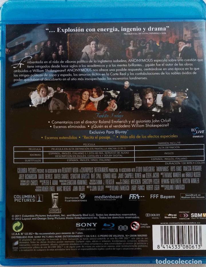Cine: ANONYMOUS. BLUE RAY CON CONTENIDOS ADICIONALES - Foto 2