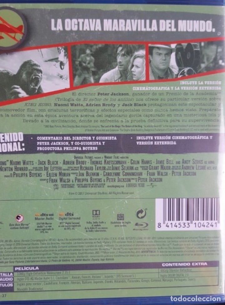 Cine: KING KONG-BLU-RAY-NEW-VERSION CINE Y EXTENDIDA-PETER JACKSON- - Foto 2