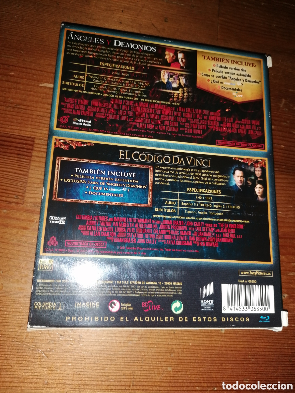 Cine: Blu Ray TOM HANKS. El C&oacute;digo DaVinci + Angeles y Demonios - Foto 2