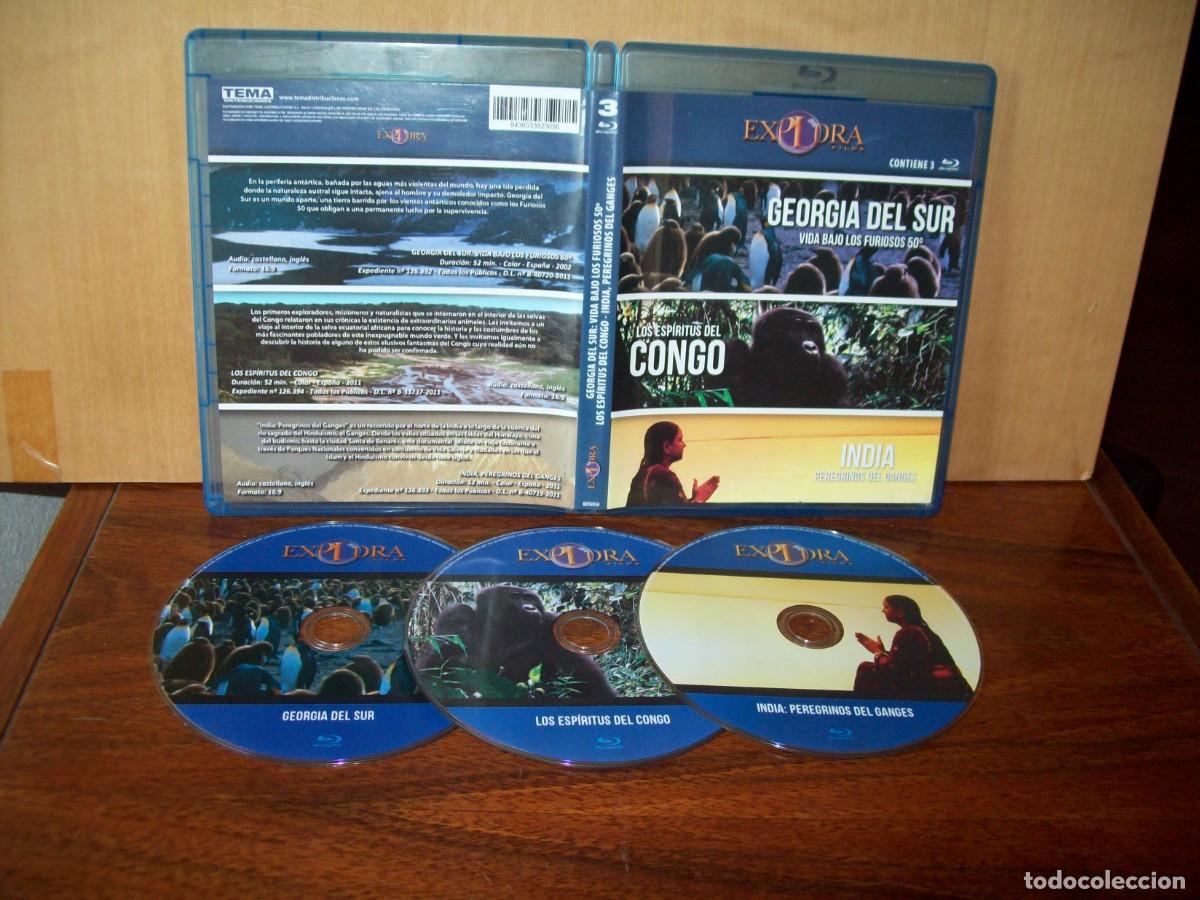 Cine: EXPLORA TRIPLE BLU-RAY DOCUMENTALES : GEORGIA DEL SUR / LOS ESPIRITUS DEL CONGO Y INDIA PERE
