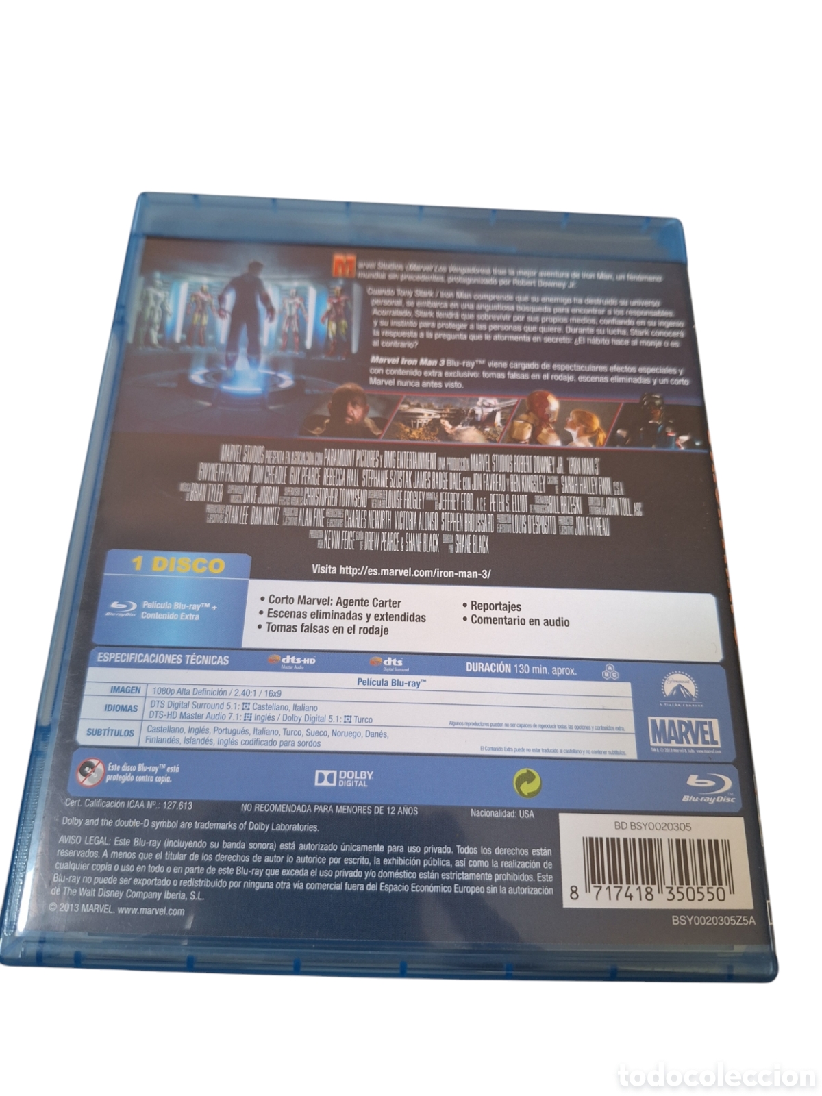 Cine: BL2 iron man 3 BLURAY SEMINUEVO - Foto 2