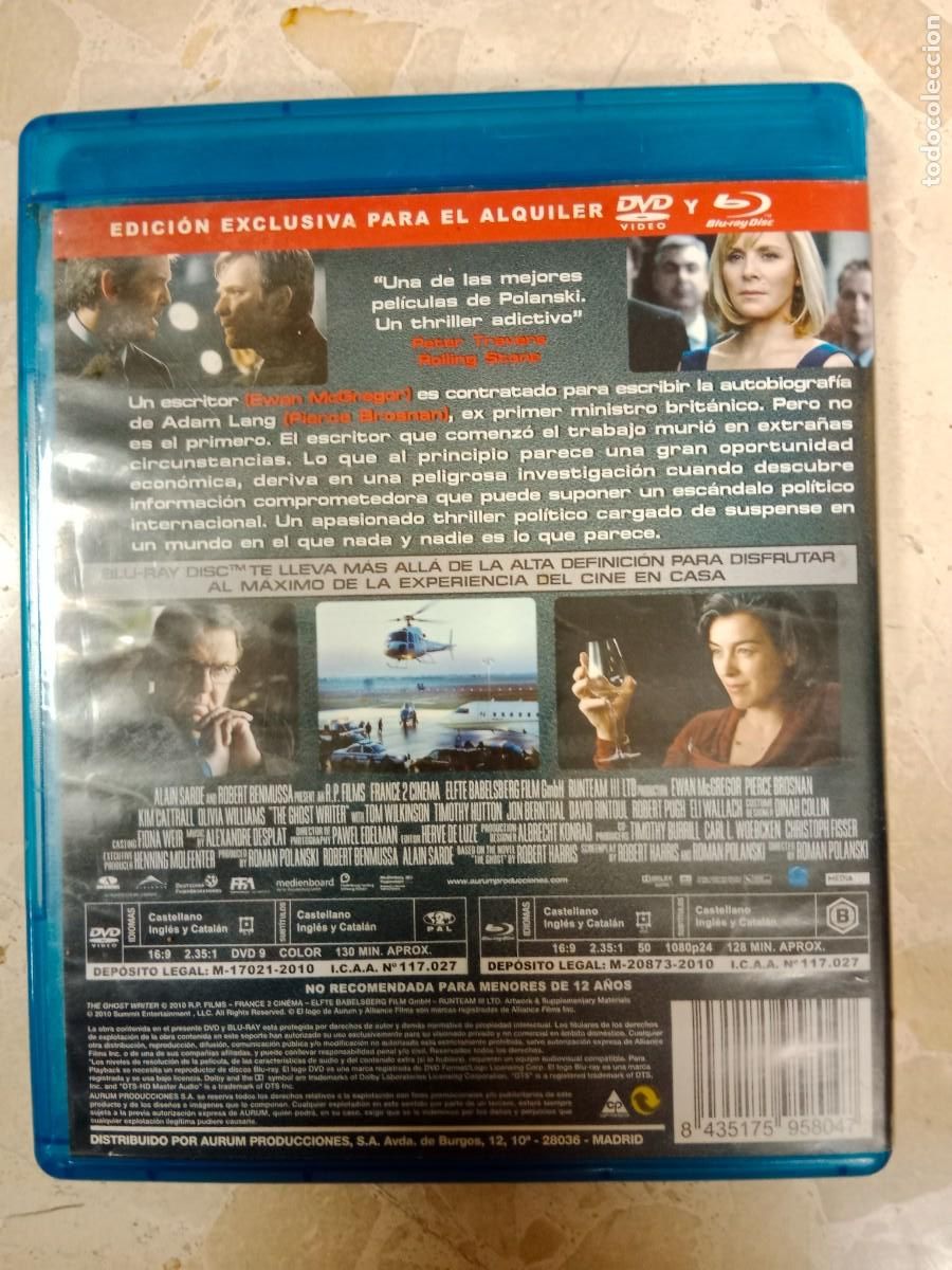 Cine: BLURAY BLU-RAY DISC - EL ESCRITOR - PROBADO - Foto 3
