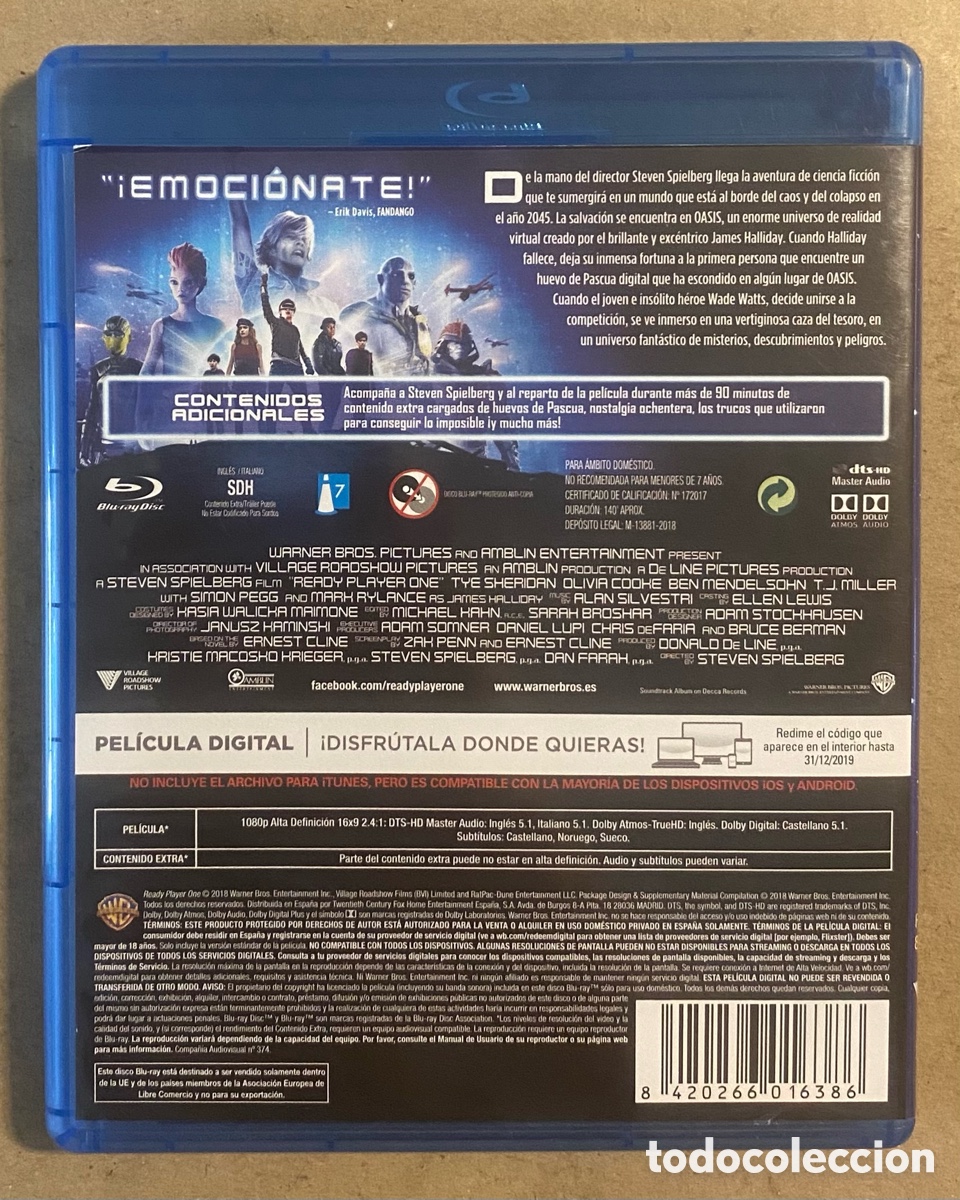 Cine: BLU-RAY DISC. READY PLAYER ONE. - Foto 2
