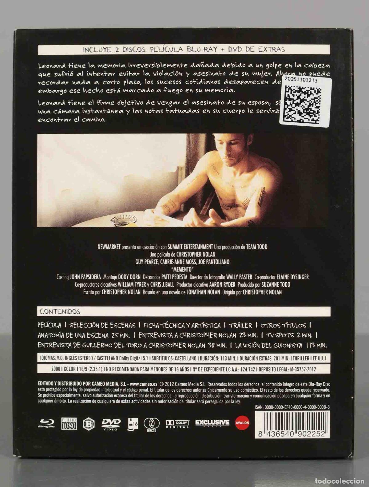Cine: BLU-RAY + DVD EXTRAS. MEMENTO - Foto 2