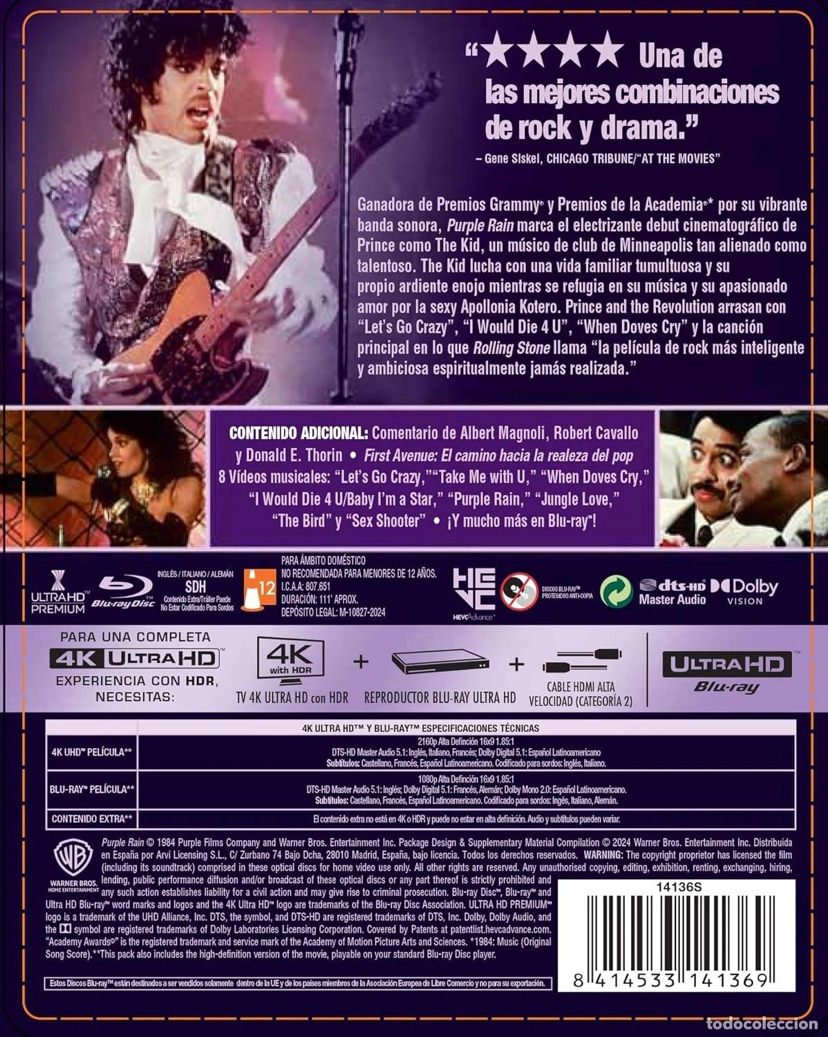 Cine: Purple Rain Ed. especial met&aacute;lica (VOSE) [4K UHD + Blu-ray] (1984)