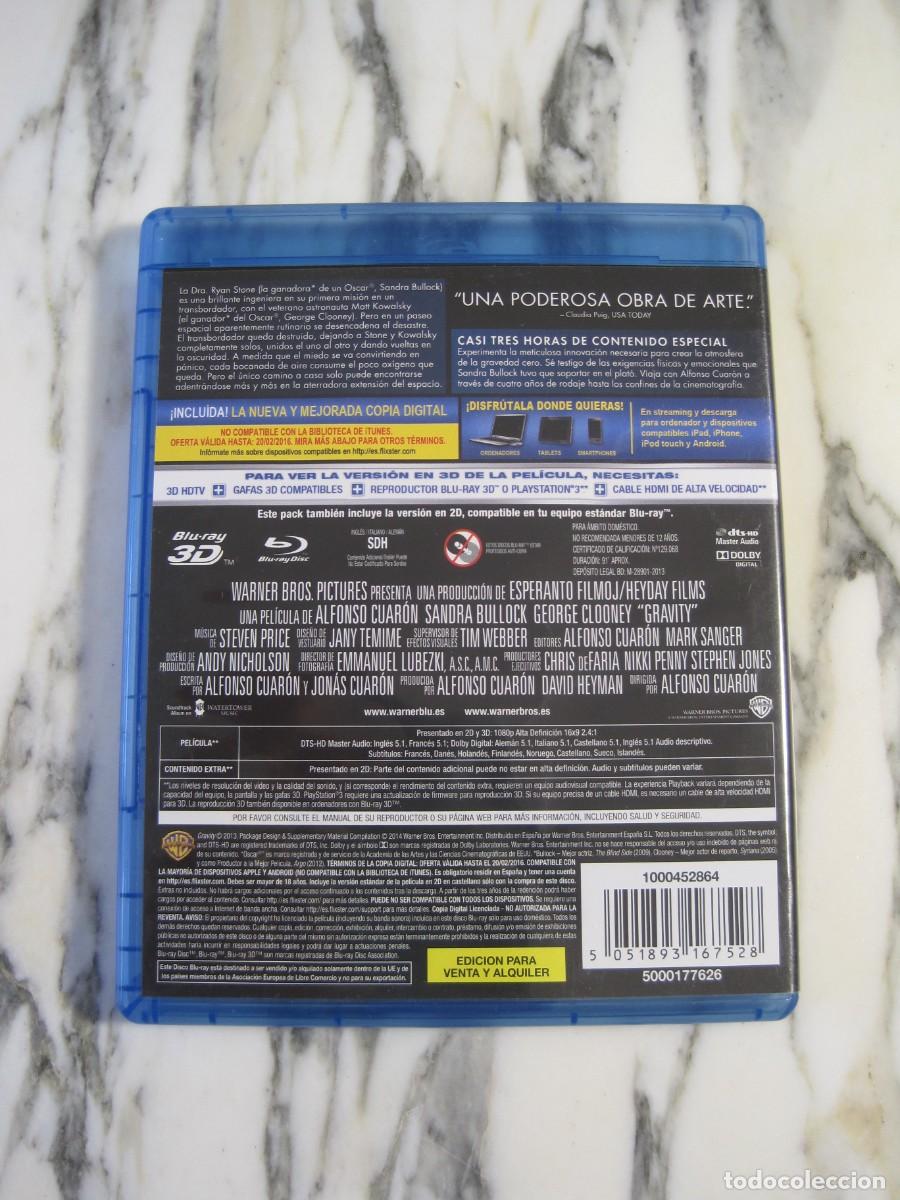 Cine: PEL&Iacute;CULA BLU-RAY - GRAVITY - ALFONSO CUAR&Oacute;N - 3D - Foto 2