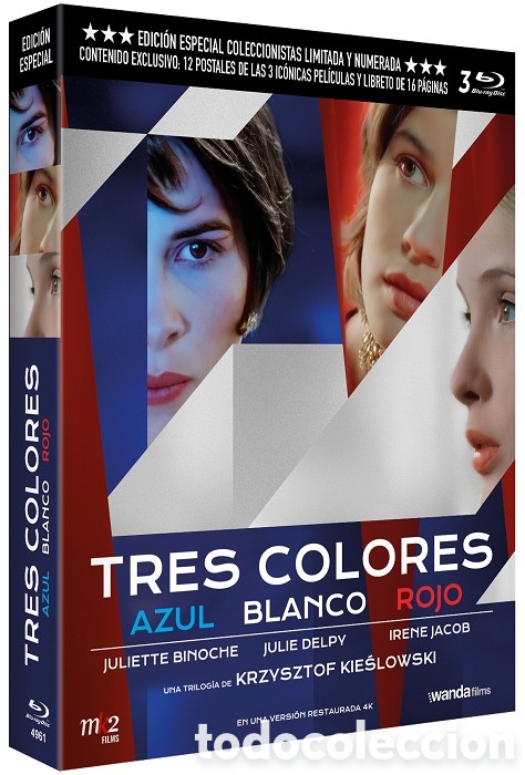 Cine: Kieslowski. Trilogia Tres Colores (3 BDs) Azul, Blanco y Rojo Edici&oacute;n Especial con Funda, 12 Postale