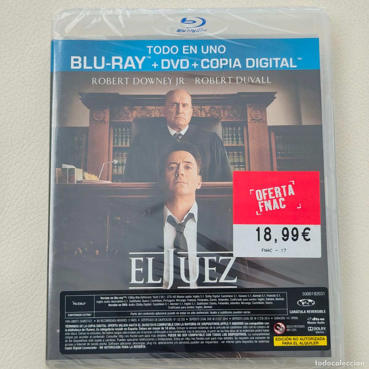Cine: EL JUEZ DVD + BLU-RAY ROBERT DOWNEY JR. ROBERT DUVALL Nuevo PRECINTADO