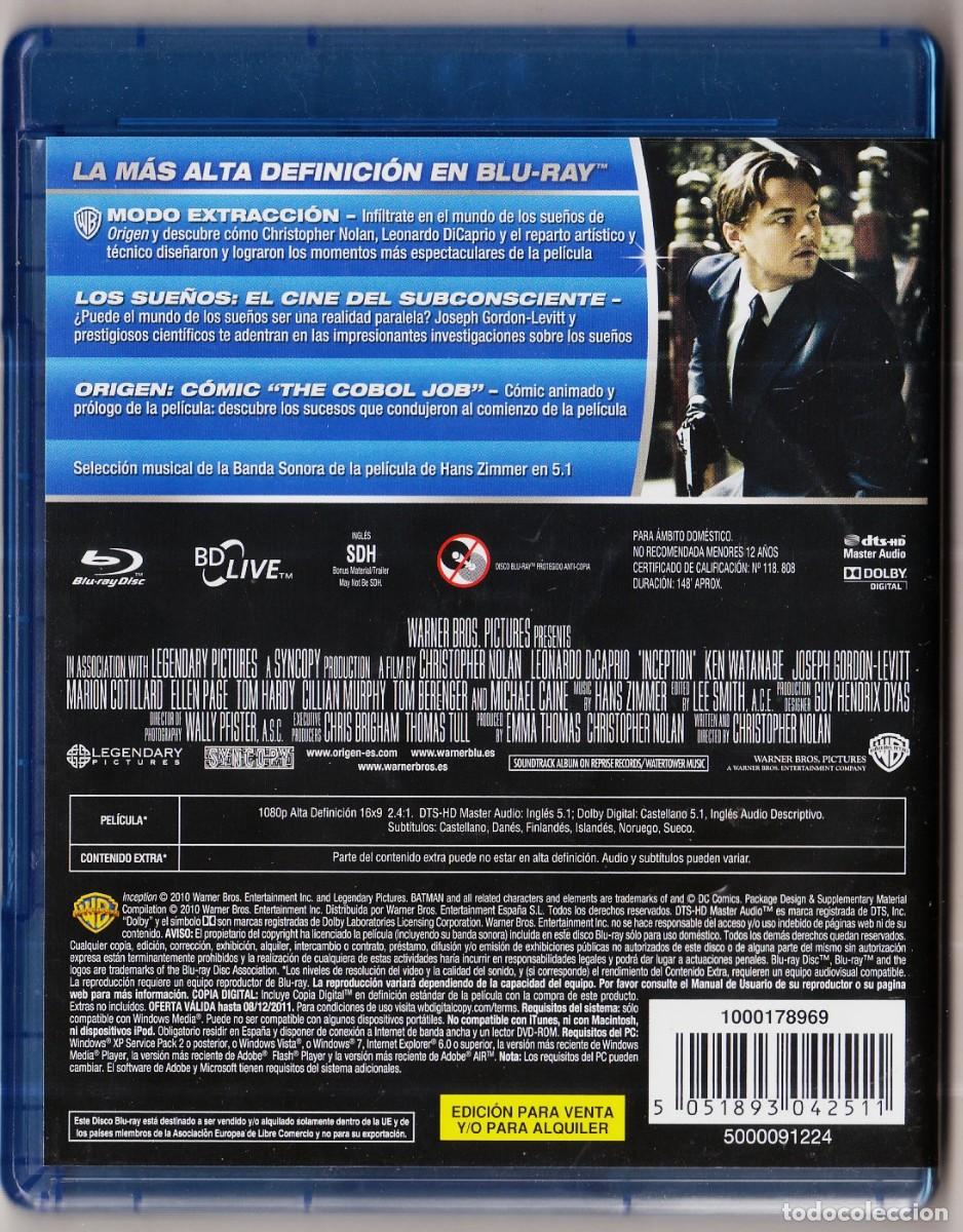 Cine: ORIGEN de Christopher Nolan con Leonardo DiCaprio. 2 BLU-RAY. - Foto 2