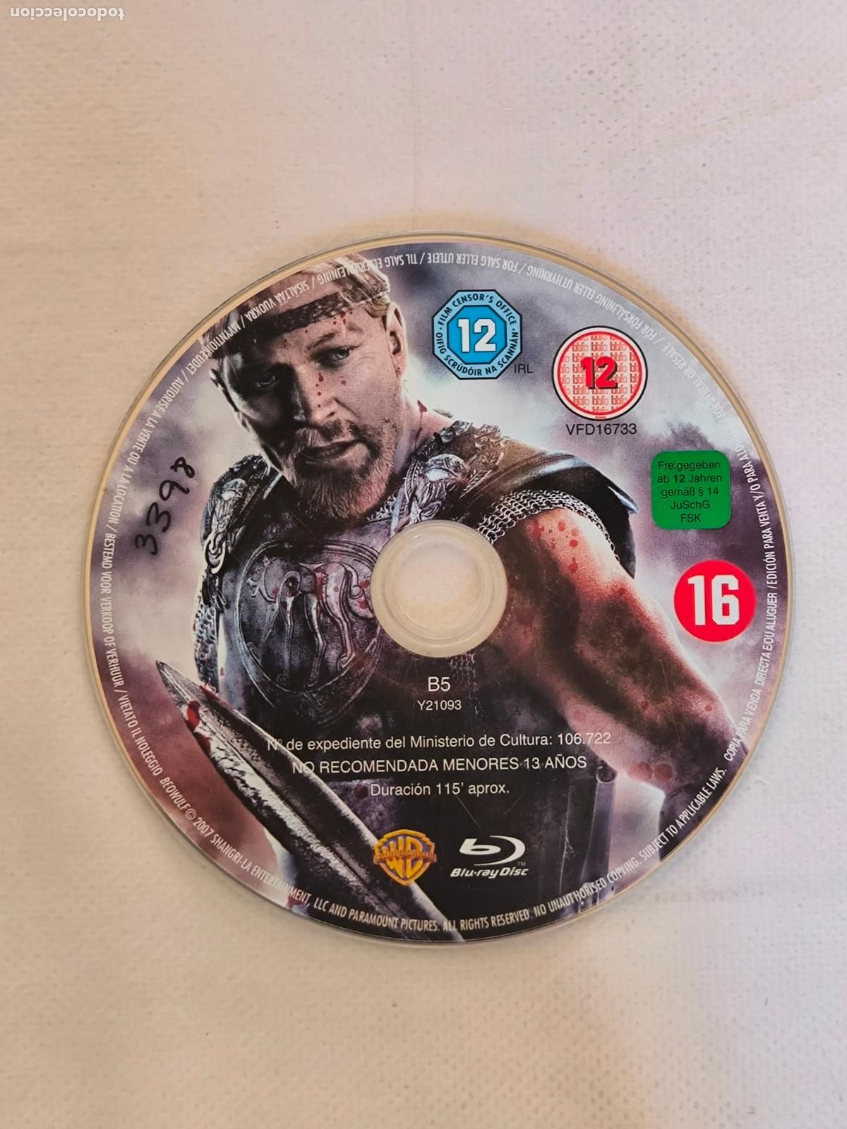 Cine: BLU-RAY BEOWULF - SOLO DISCO - SIN CAJA NI CARATULA - LEER DESCRIPCION (018B)