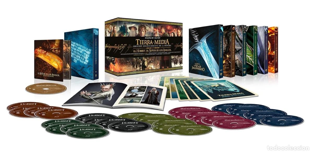 Cine: PACK TIERRA MEDIA EL SE&Ntilde;OR DE LOS ANILLOS HOBBIT COLECCIONISTA ULTRA HD 4K BLU-RAY + ANILLO &Uacute;NICO