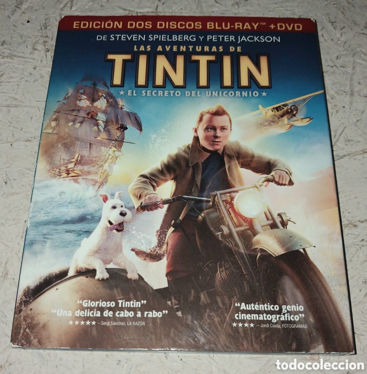 Cine: Blu-Ray + DVD Las Aventuras de Tint&iacute;n: El Secreto del Unicornio, Funda Slipcover Steven Spielberg