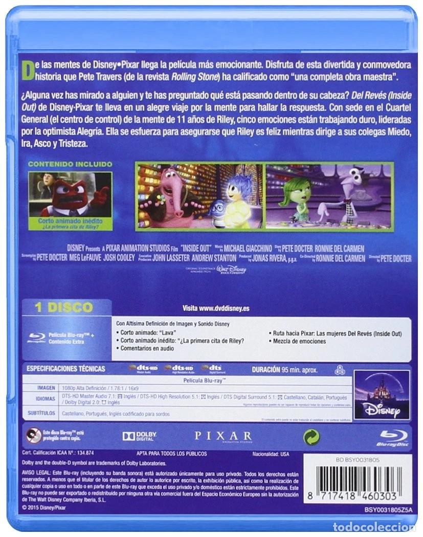 Cine: DEL REV&Eacute;S (INSIDE OUT) (BLU-RAY) - Foto 2