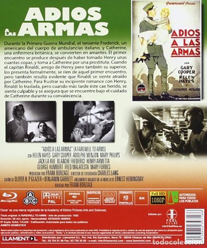 Cine: ADIOS A LAS ARMAS (BLU-RAY) - Foto 2