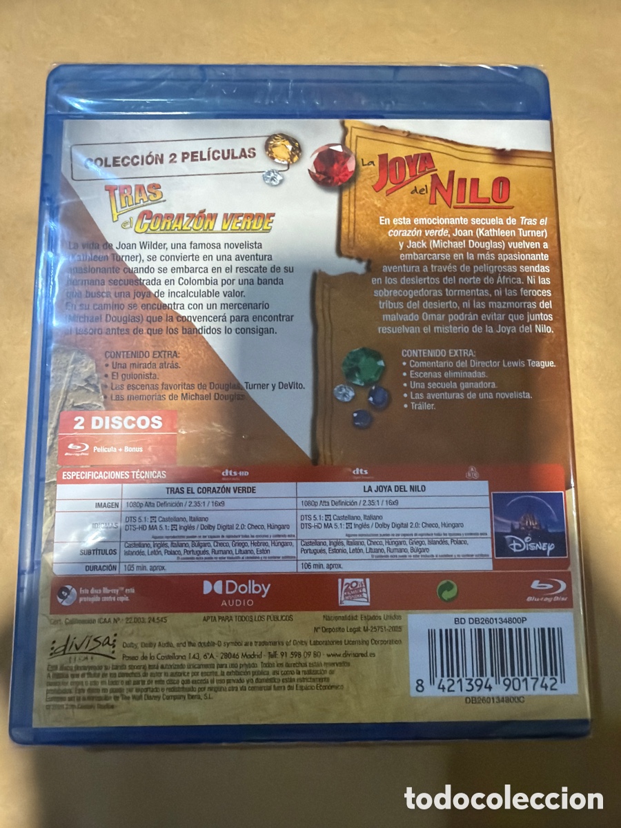 Cine: Tras el coraz&oacute;n verde + la joya del Nilo BLU-RAY PRECINTADO - Foto 2