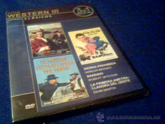 Cinema: CICLO WESTERN III. GRANDES CLASICOS. DVD CON 3 PELICULAS: SIERRA PROHIBIDA. BANDIDO. LA PRIMERA...