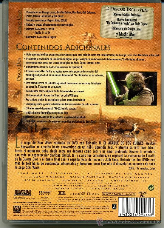 Cine: STAR WARS EL ATAQUE DE LOS CLONES - 2 DVD CON LIBRO - - Foto 4