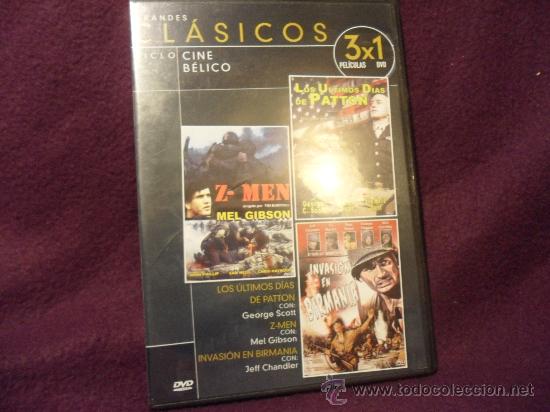 Cinema: GRANDES CLASICOS. CICLO CINE BELICO. DVD CON 3 PELICULAS: LOS ULTIMOS DIAS DE PATTON. Z-MEN. INVASIO