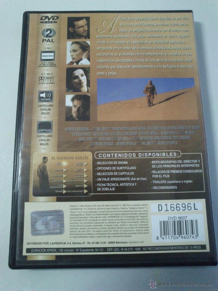 Cine: El paciente ingl&eacute;s 1996 dvd - Foto 2